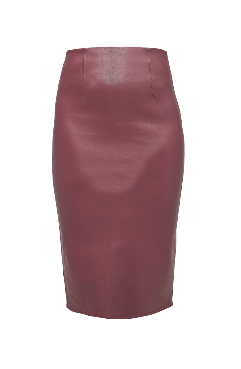 AS by DF Claude Stretch Leather Skirt, Alternate, color, Decadent Wine