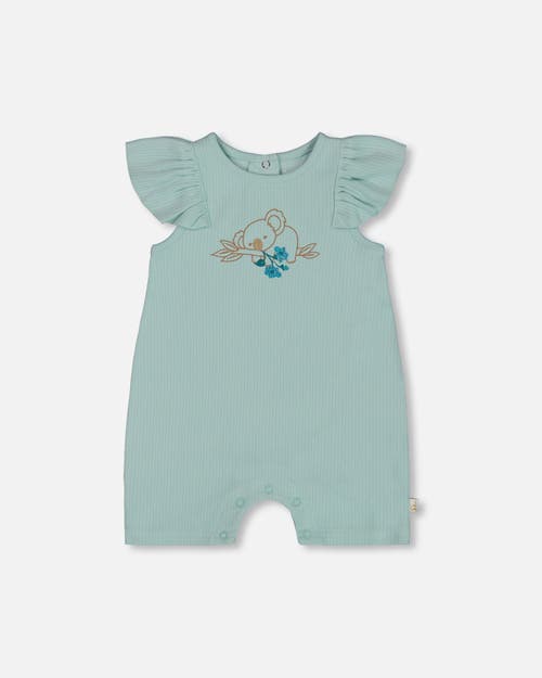 Deux Par Deux Baby Girl's Organic Cotton Romper With Frills Light Blue In Light Blue