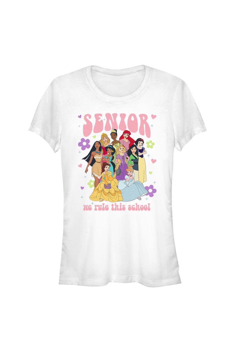 Junior's Disney Princess We Rule This School Seniors  Graphic T-Shirt, Main, color, White
