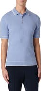 Bugatchi Tipped Rib Cable Stitch Polo Sweater
