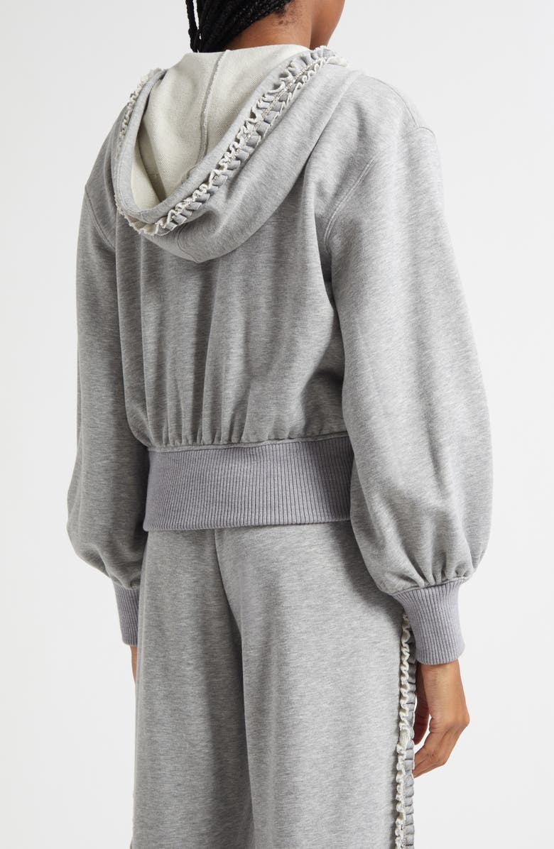 Cinq à Sept Maddie Embellished Zip-Up Hoodie, Alternate, color, Heather Grey
