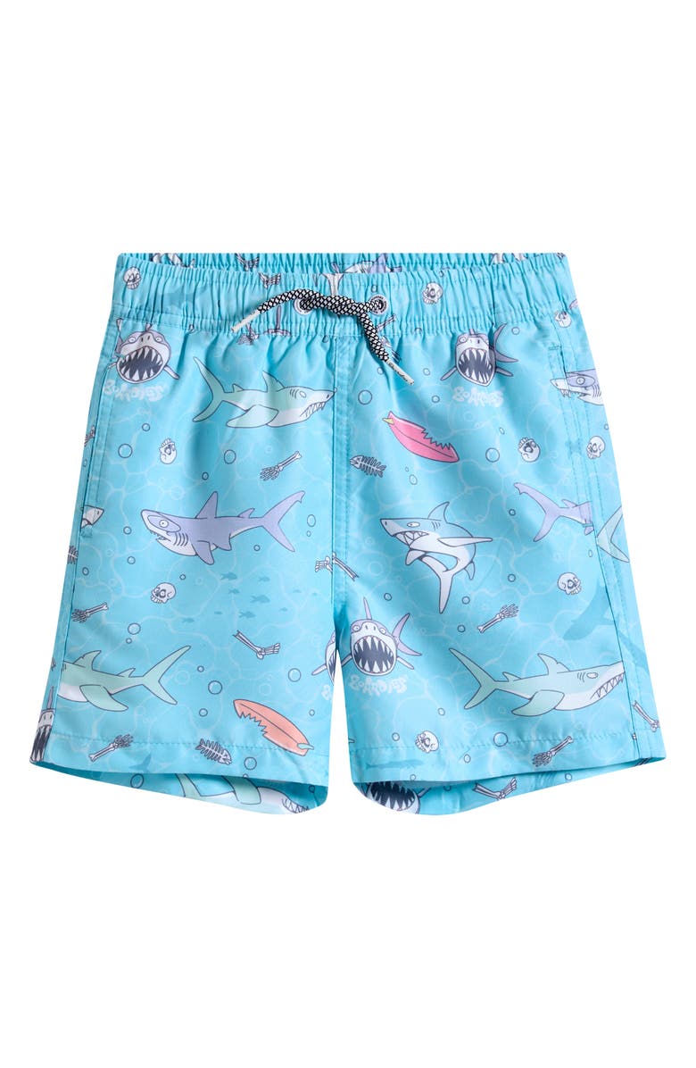 Boardies Kids' Sharky Waters Swim Trunks, Main, color, Blue