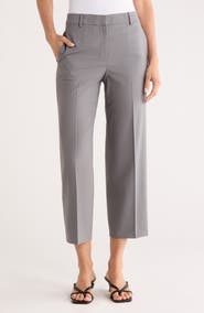 Theory High Waist Wool Blend Crop Straight Leg Pants