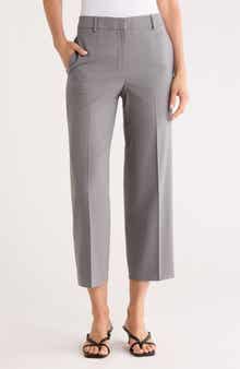 Theory High Waist Wool Blend Crop Straight Leg Pants