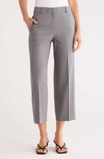 Theory High Waist Wool Blend Crop Straight Leg Pants