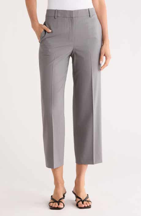 Theory High Waist Wool Blend Crop Straight Leg Pants