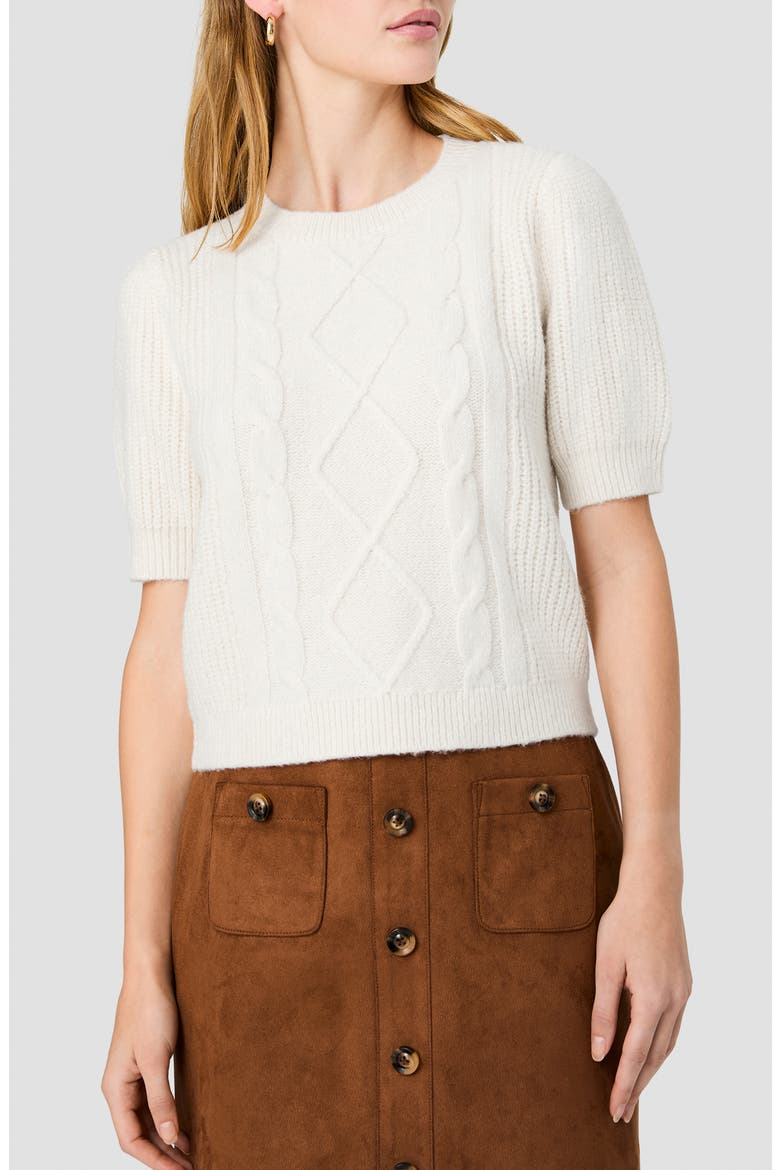 Wesley Puff Sleeve Cable Knit Sweater, Main, color, PORCELAIN CREAM