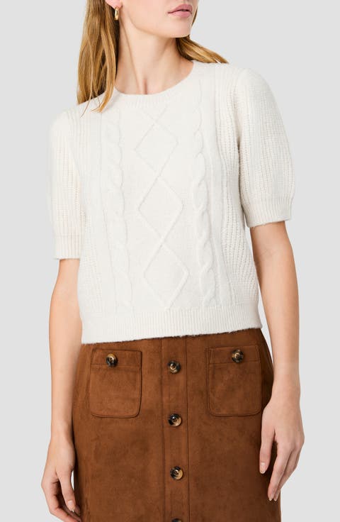 Wesley Puff Sleeve Cable Knit Sweater