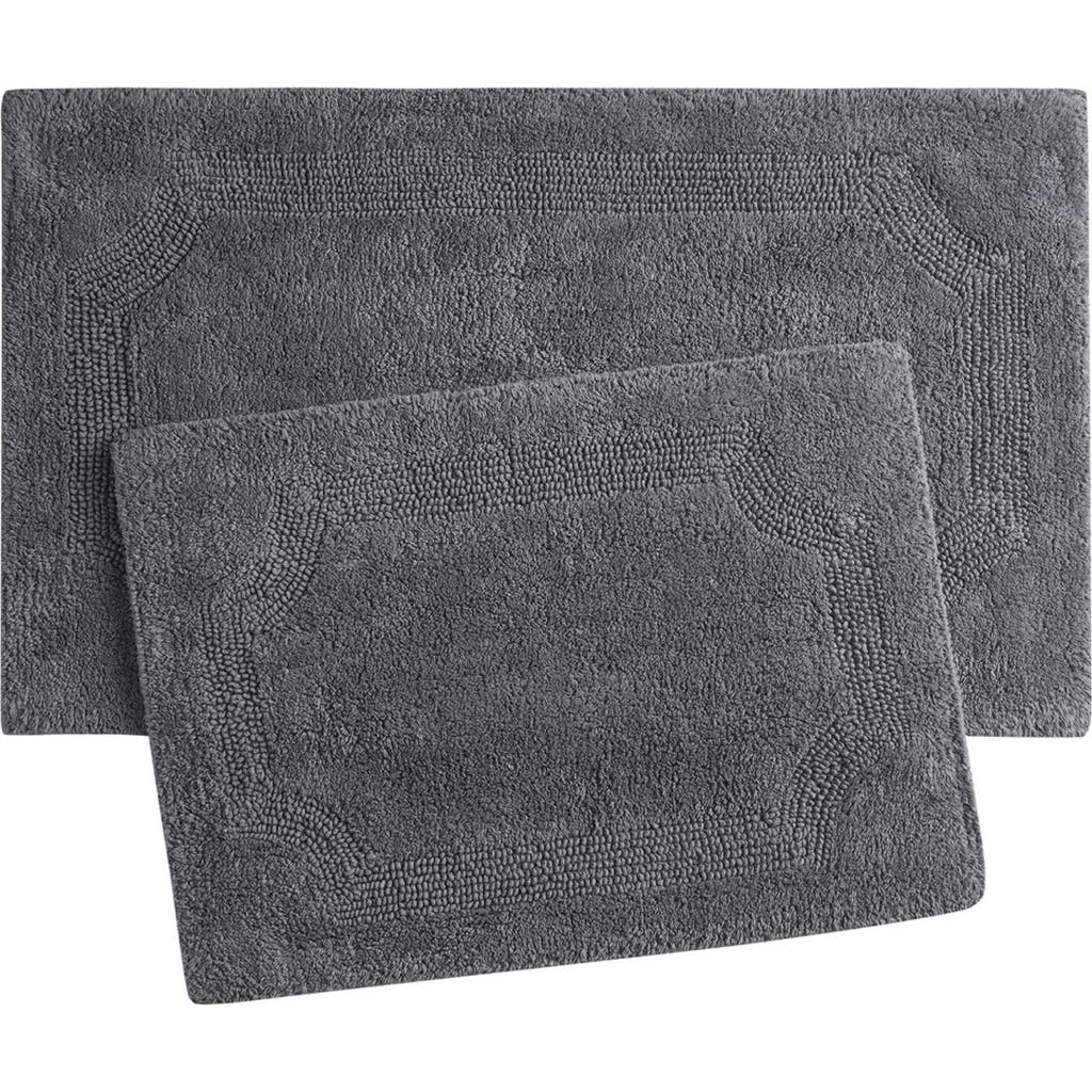 Laura Ashley Reversible Cotton Bath Rug In Charcoal