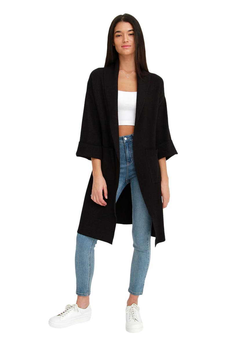 Belle & Bloom Hold The Line Coatigan, Main, color, Black