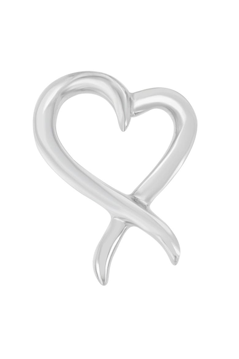 .925 Sterling Silver Open Heart-Shaped Awareness Ribbon Pendant Necklace, Main, color, White