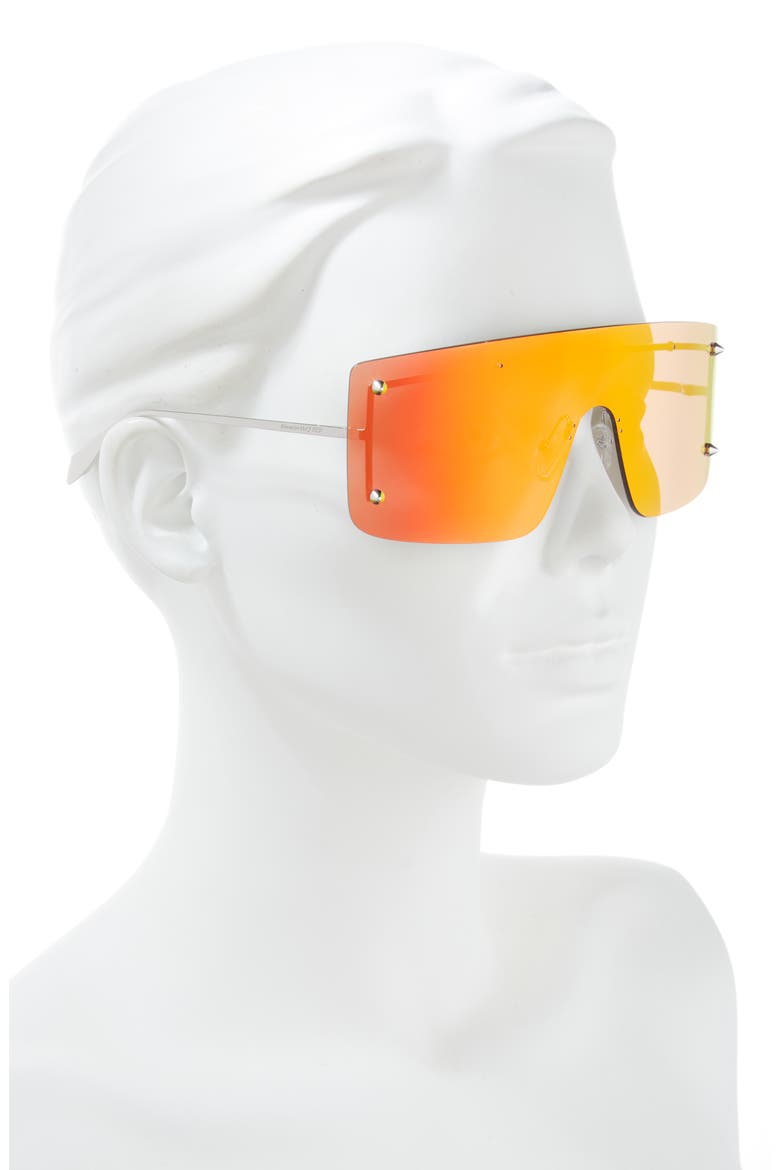 99mm Rimless Aviator Sunglasses, Alternate, color, SILVER SILVER RED
