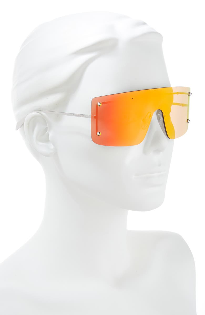 McQueen 99mm Rimless Aviator Sunglasses, Alternate, color, Silver Silver Red