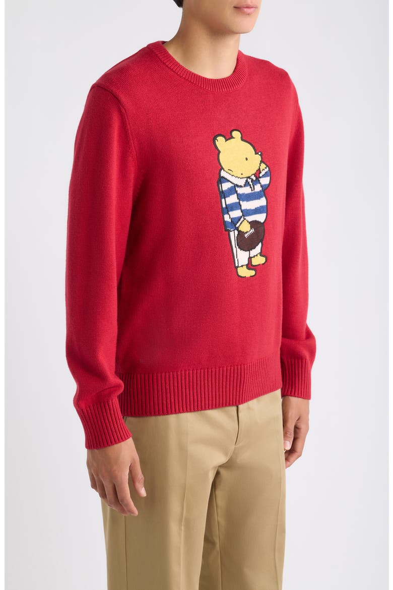 Rugby Pooh Cotton & Wool Crewneck Sweater, Alternate, color, RED