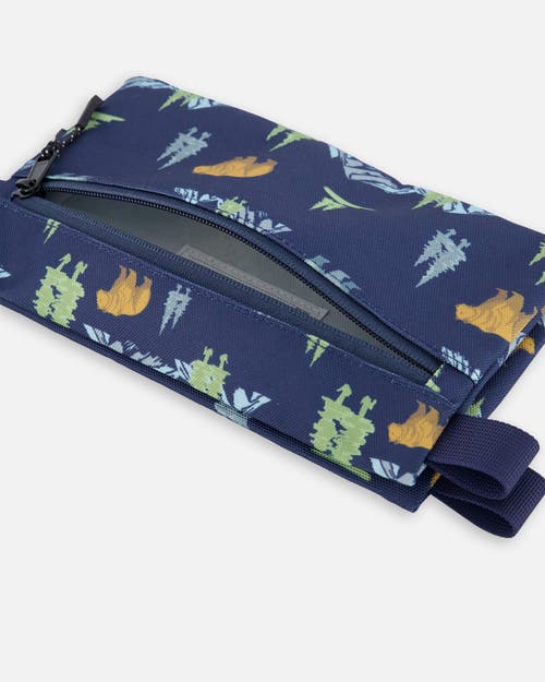 Deux Par Deux Double Pencil Case Animal In Blue