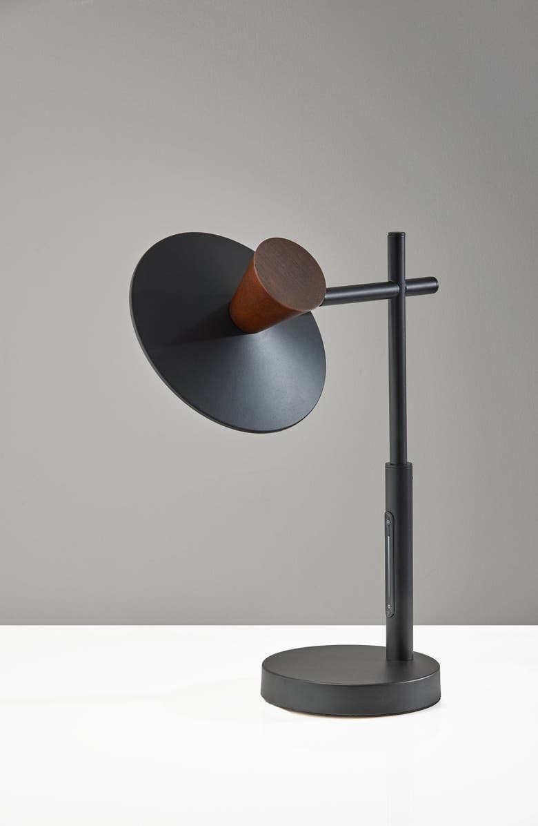 ADESSO LIGHTING Elmore LED Desk Lamp, Alternate, color, Black W. Walnut Wood