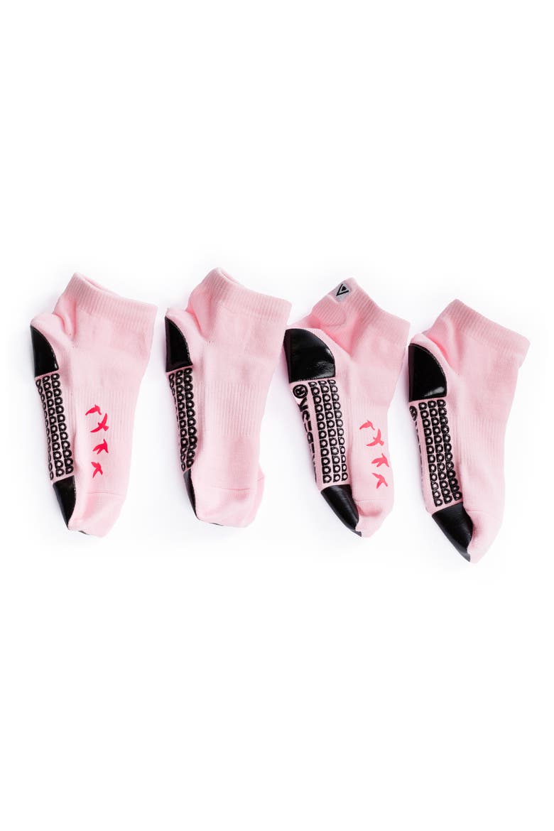 Birdie 2-Pack Cotton Blend Gripper Quarter Socks, Main, color, PINK
