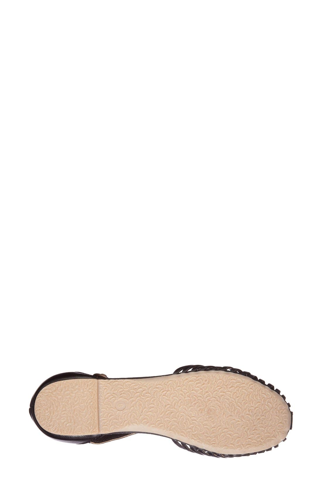 'Into Thin Air' Leather Huarache Flat Sandal, Alternate, color, BLACK