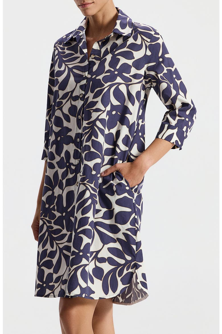 Michelle Blue Floral Button Down Dress, Main, color, Blue Floral