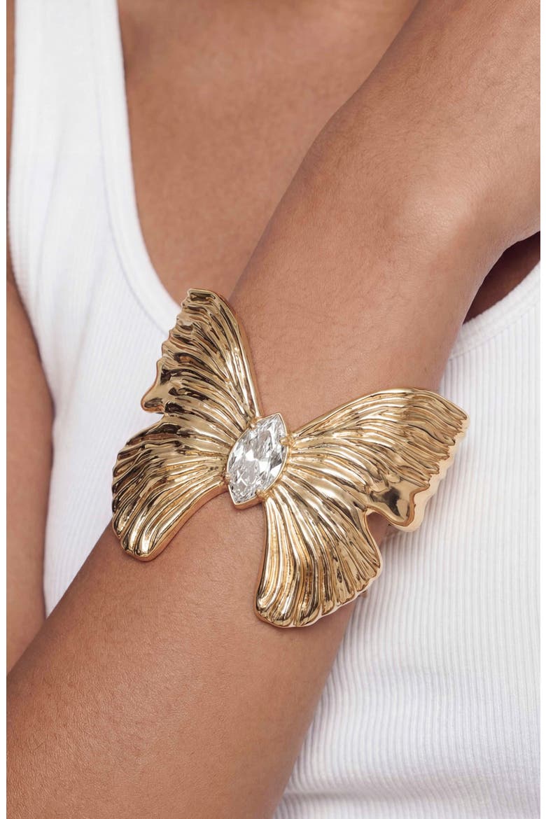 Fluttering Glow Cuff Bracelet, Alternate, color, GOLD