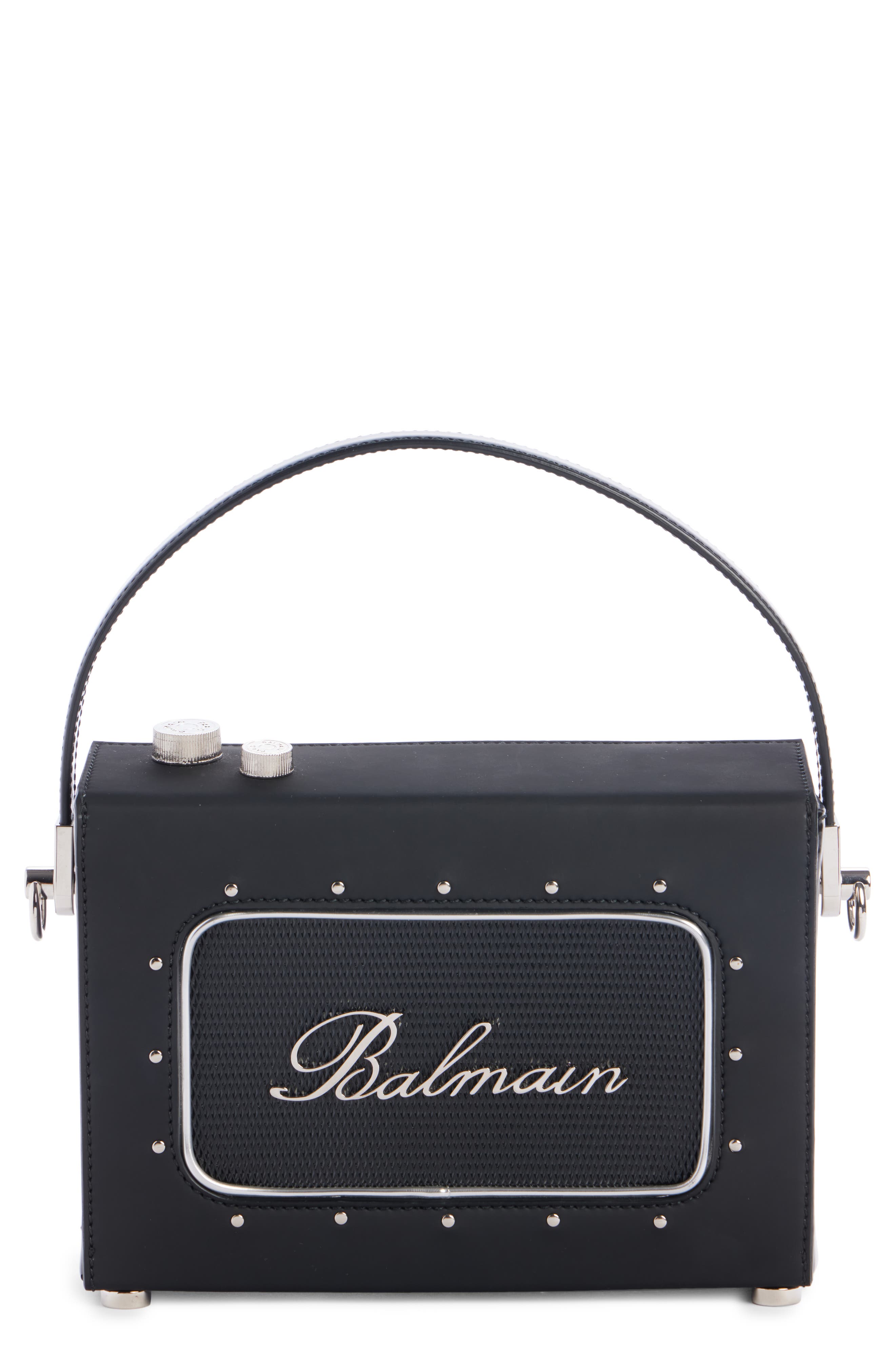 Balmain Radio Rubberized Top Handle Bag, Main, color, 