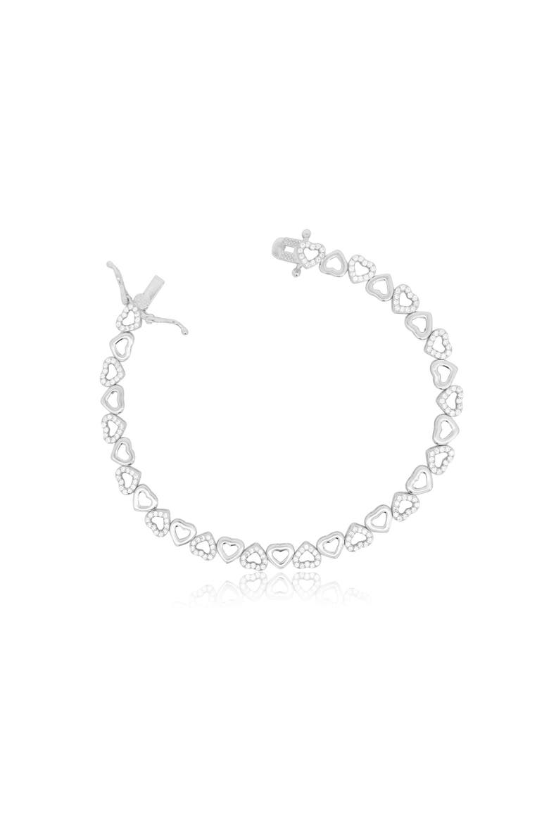 CZ Alternating Heart Bracelet, Main, color, Sterling Silver