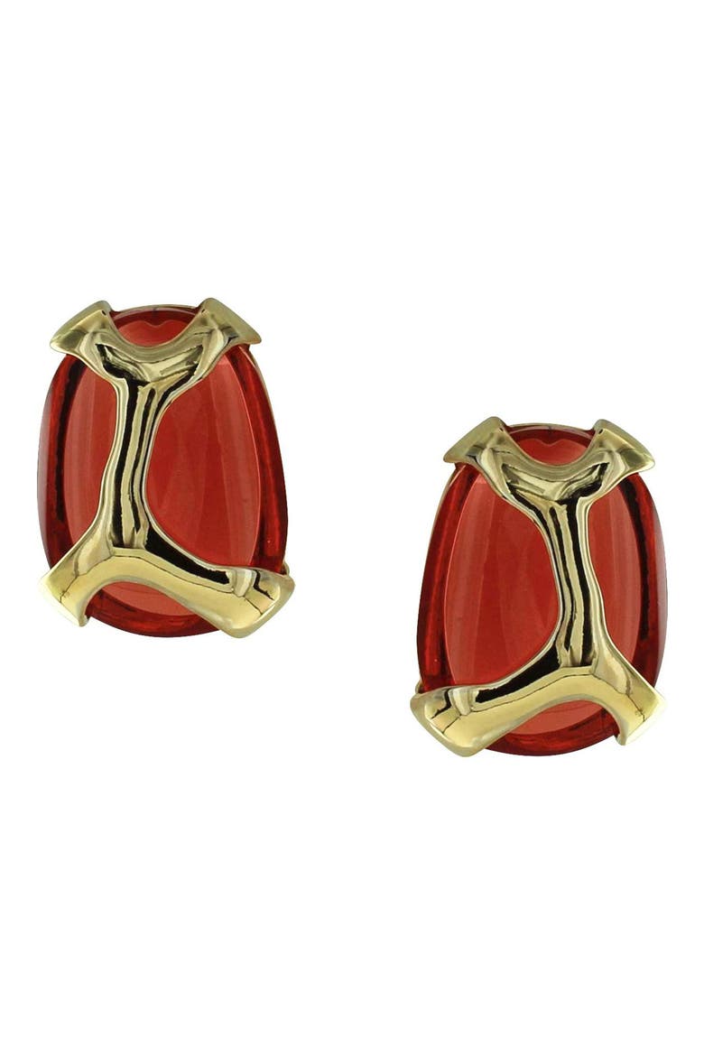 Geometric Jewel Earrings, Main, color, GOLD / RED