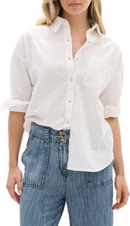Hatley Semi Sheer Cotton Button-Up Top