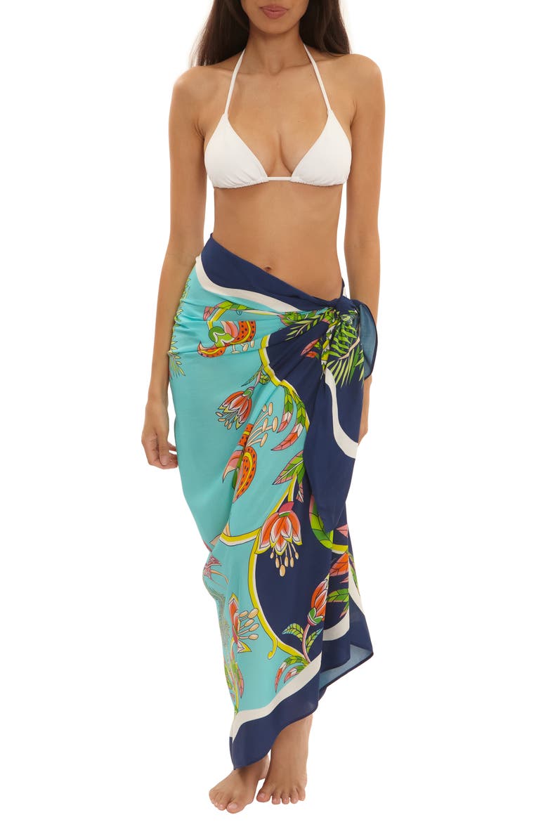 Flamingo Cover-Up Pareo, Main, color, TEAL MULTI