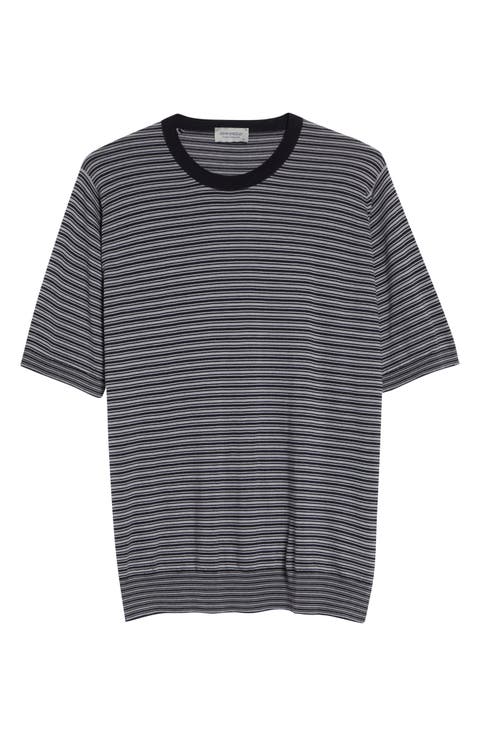 Howick Stripe Merino Wool & Sea Island Cotton T-Shirt
