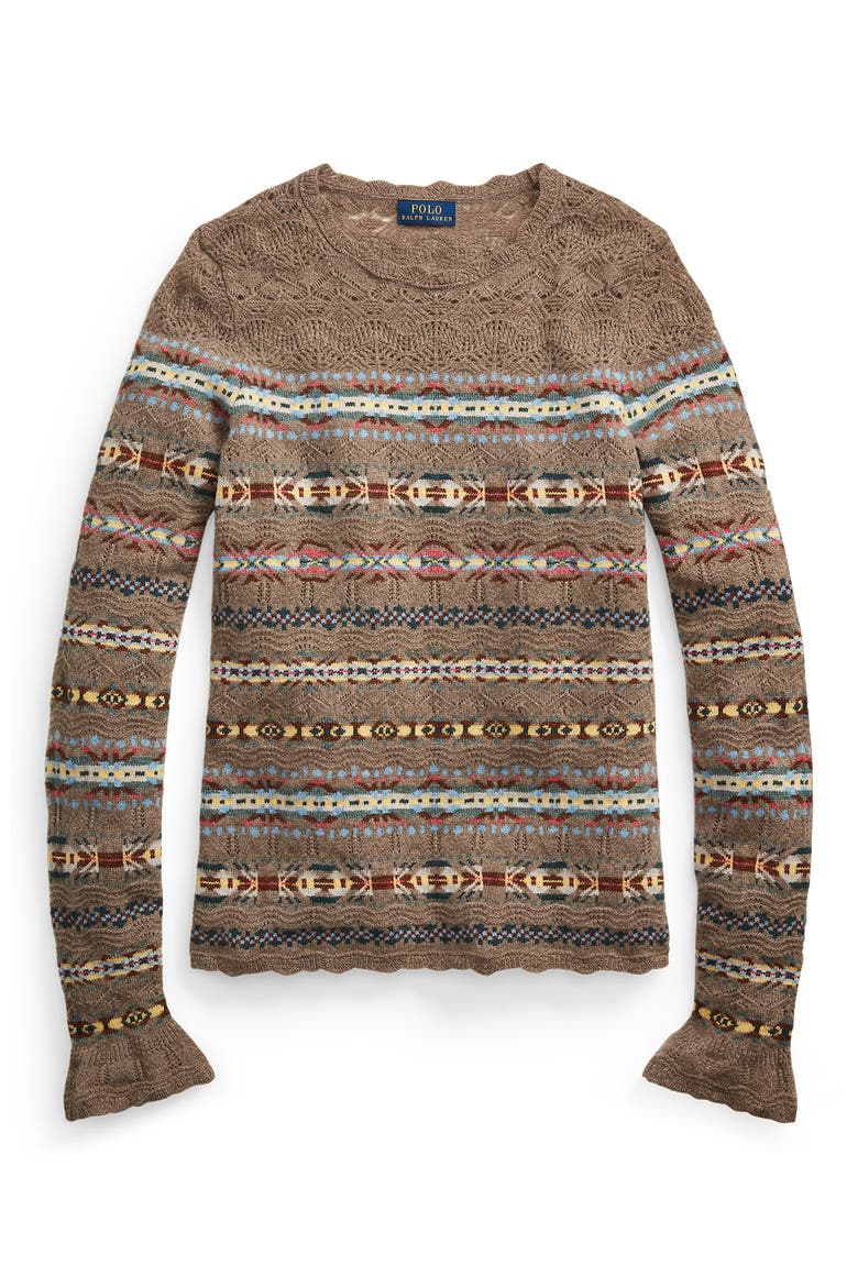 Fair Isle Wool & Cashmere Sweater, Alternate, color, CLA TAN