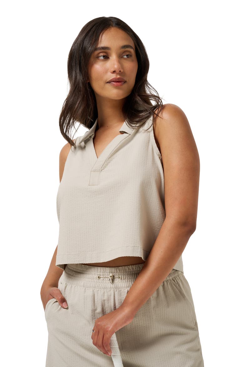 Timeless Breezeblend Sleeveless Polo, Alternate, color, ISLAND FOSSIL