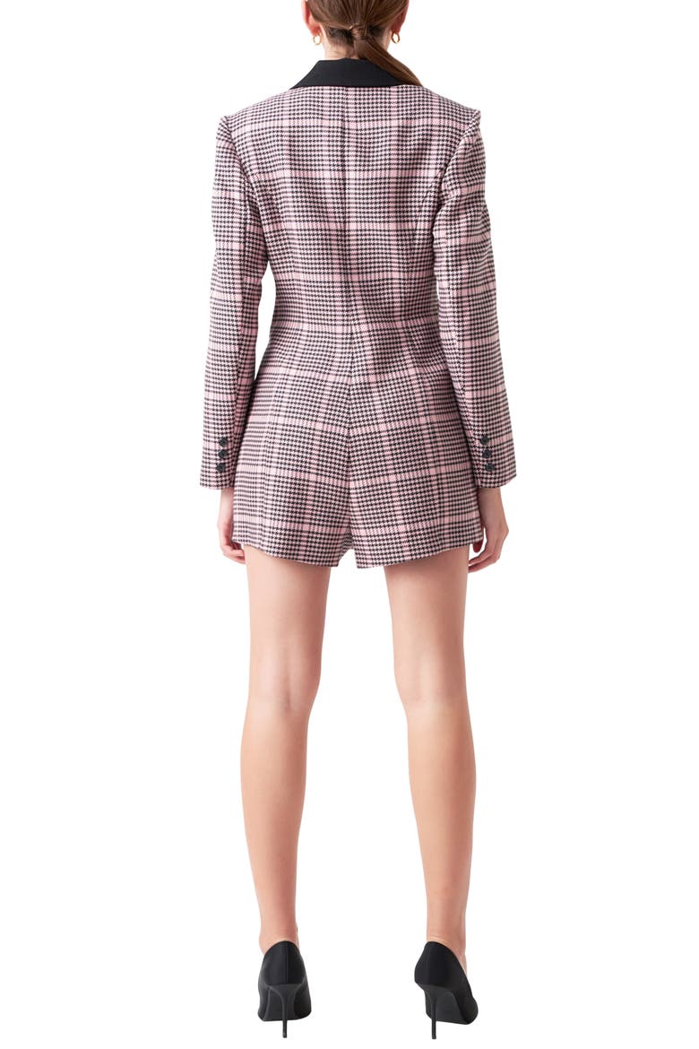 Houndstooth Check Long Sleeve Romper, Alternate, color, PINKMULTI