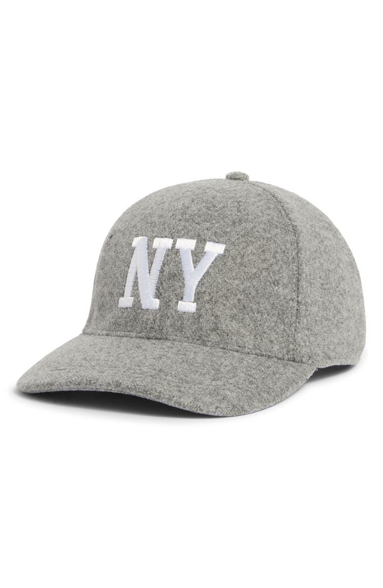 David & Young New York Felt Dad Adjustable Baseball Cap, Main, color, Grey