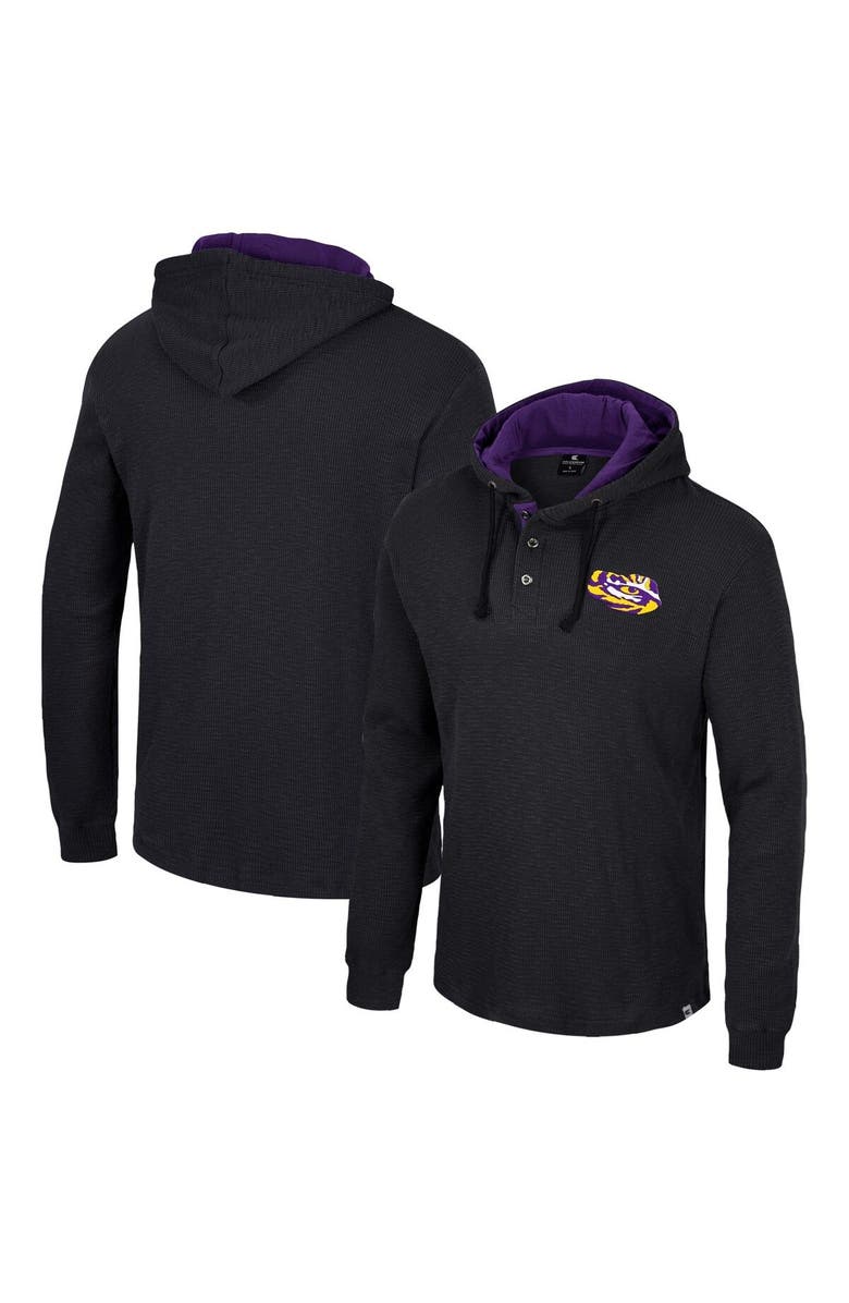 COLOSSEUM Men's Colosseum Black LSU Tigers Affirmative Thermal Hoodie Long Sleeve T-Shirt, Main, color, 