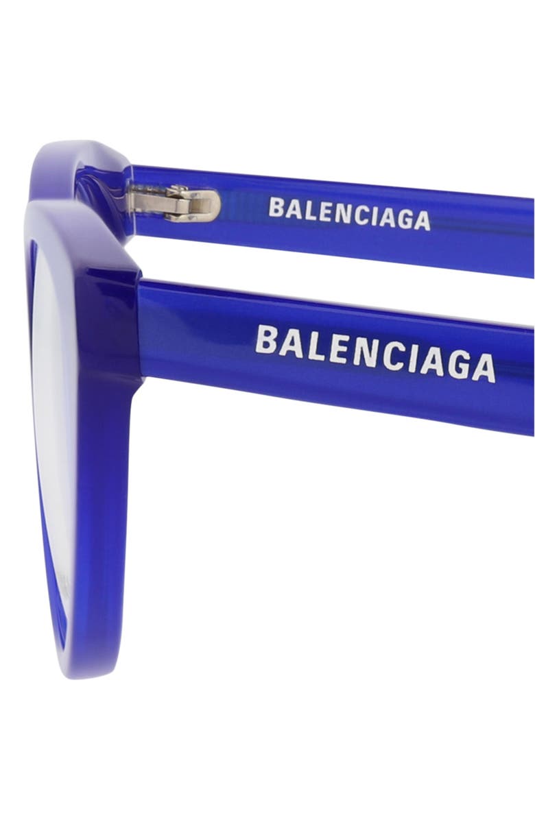 Balenciaga 52mm Cat Eye Optical Glasses, Alternate, color, Blue Blue Transparent