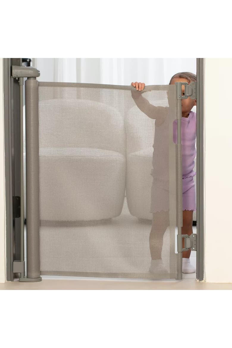 Easy-to-Install Gray Retractable Mesh Baby Gate, Alternate, color, Gray