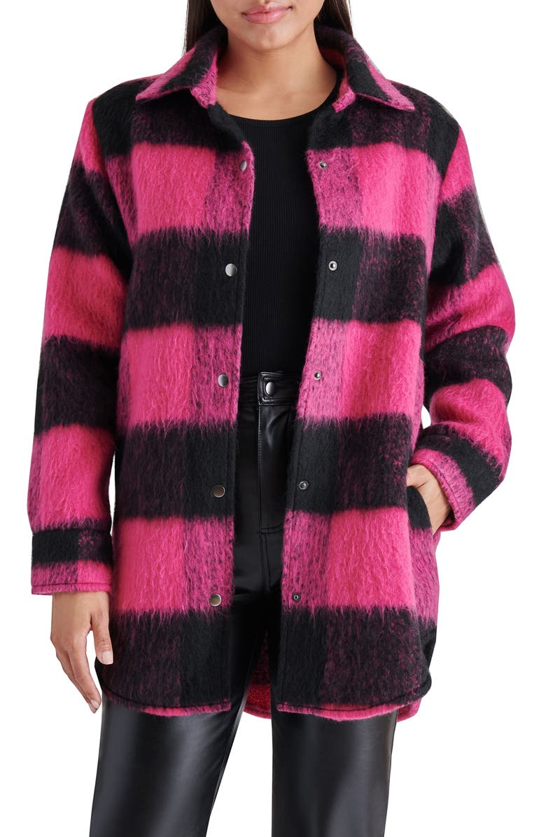 Steve Madden Eldridge Oversize Plaid Shirt Jacket, Main, color, 