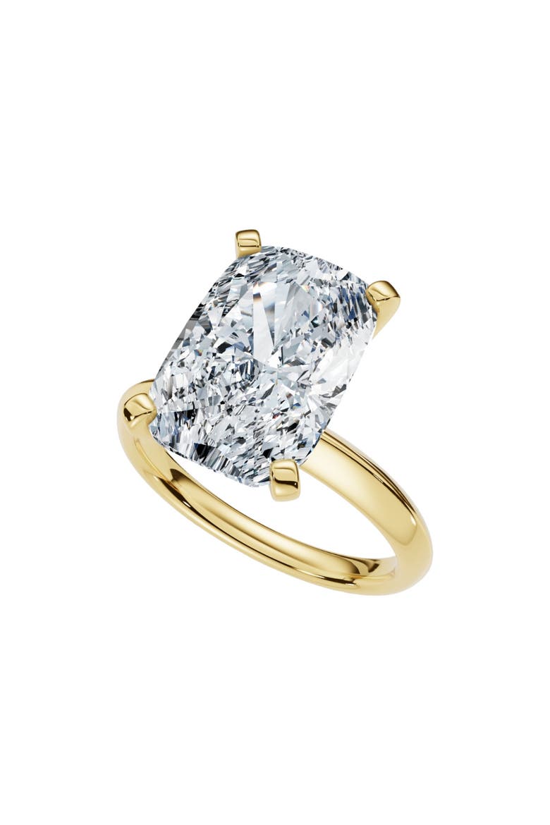 Certified 5Ct Cushion Solitaire Diamond Engagement Ring Lab Grown, Main, color, 14k Yellow Gold