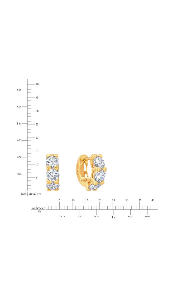 Brilliant Round Cut Cubic Zirconia Huggie Hoop Earrings, Alternate, color, 18KYG/ CLEAR STONE