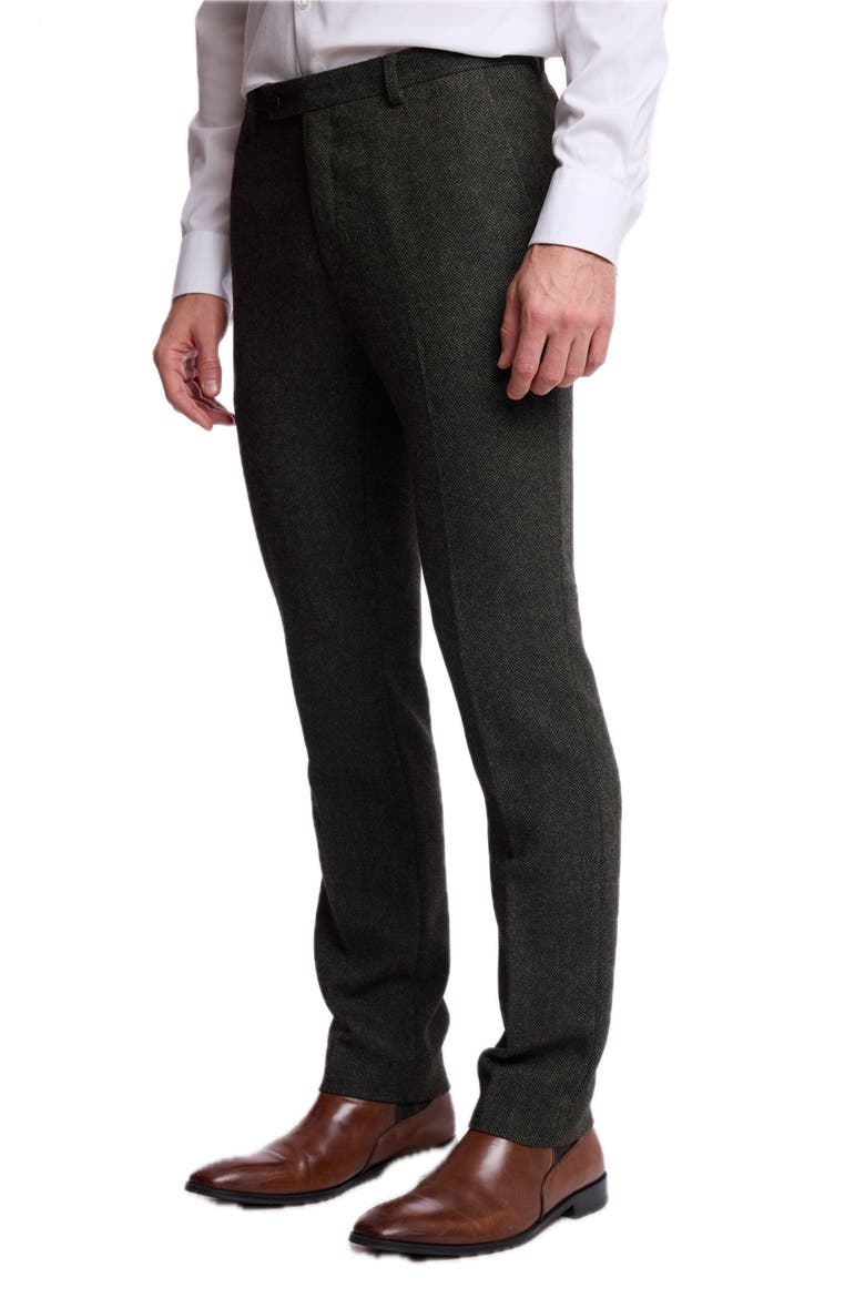Downing Slim Fit Herringbone Pants, Alternate, color, GREEN BLACK HERRINGBONE