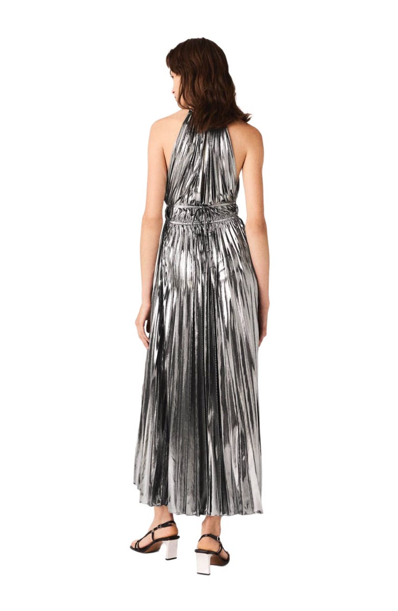 maje Pleated maxi dress, Alternate, color, Silver