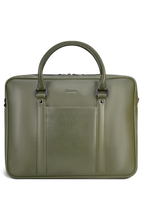 Champs Onyx Leather Briefcase In Khaki