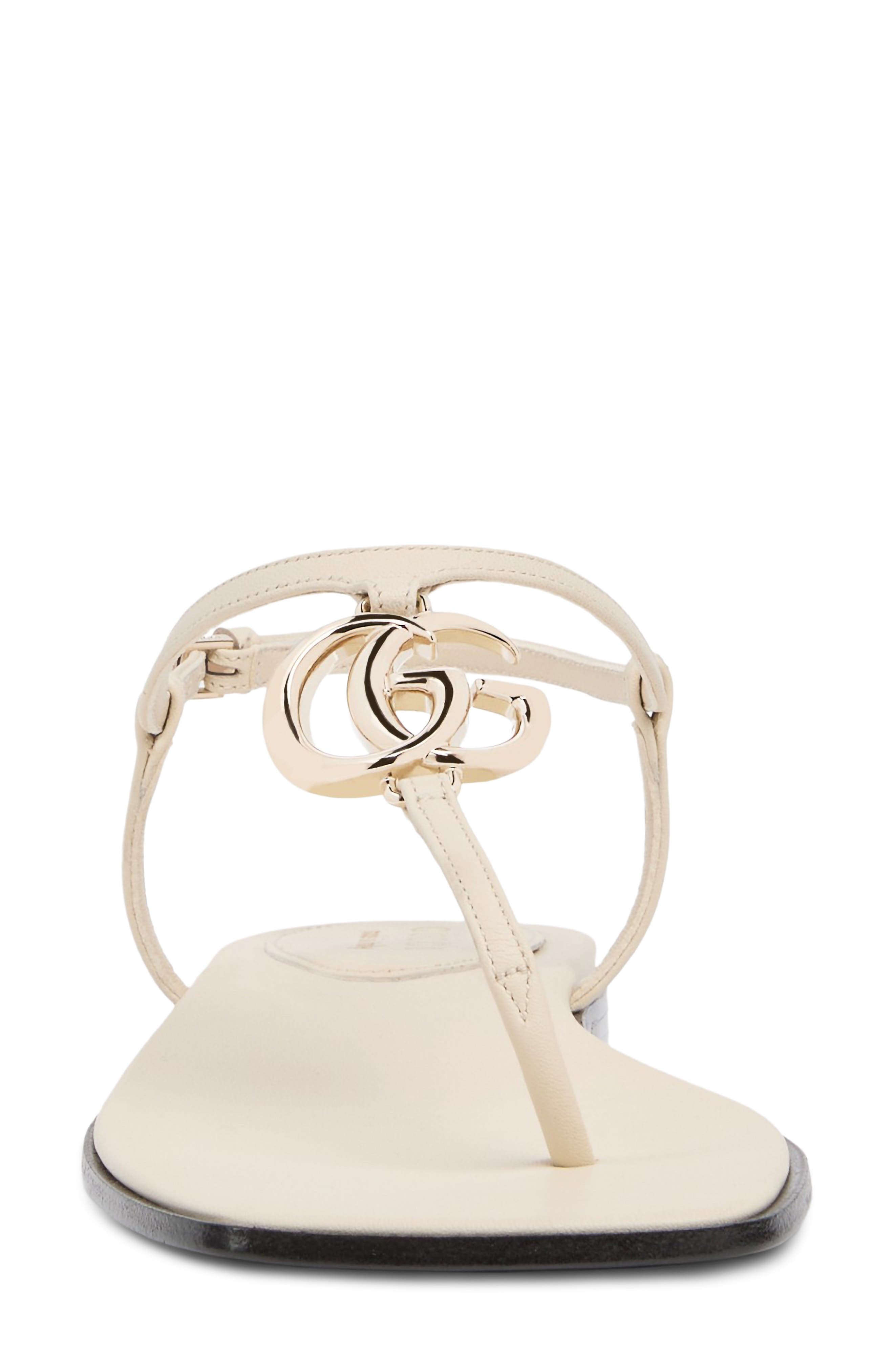 Marmont GG T-Strap Sandal, Alternate, color, IVORY