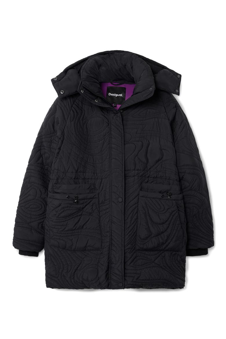 Aarhus Quilted Coat, Alternate, color, BLACK
