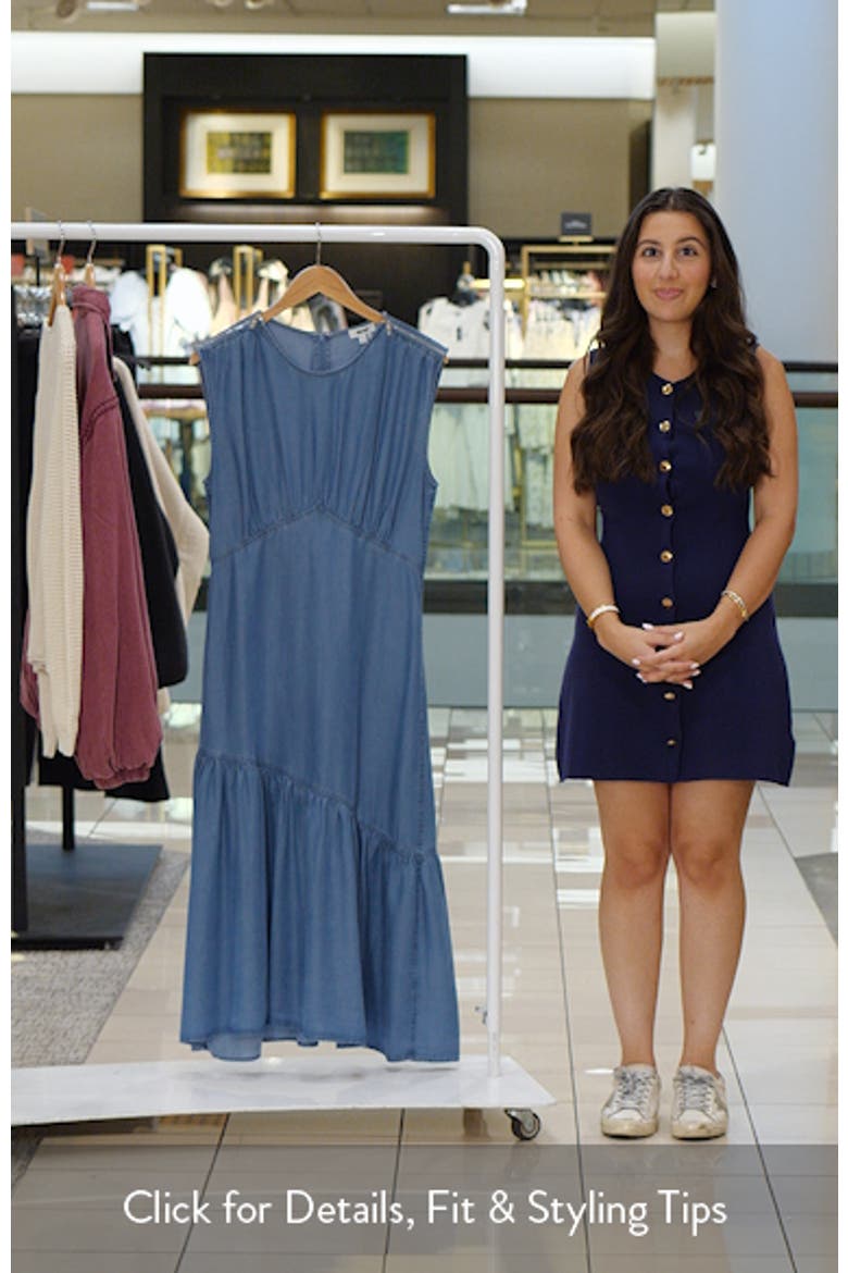Shirred Chambray Midi Dress video