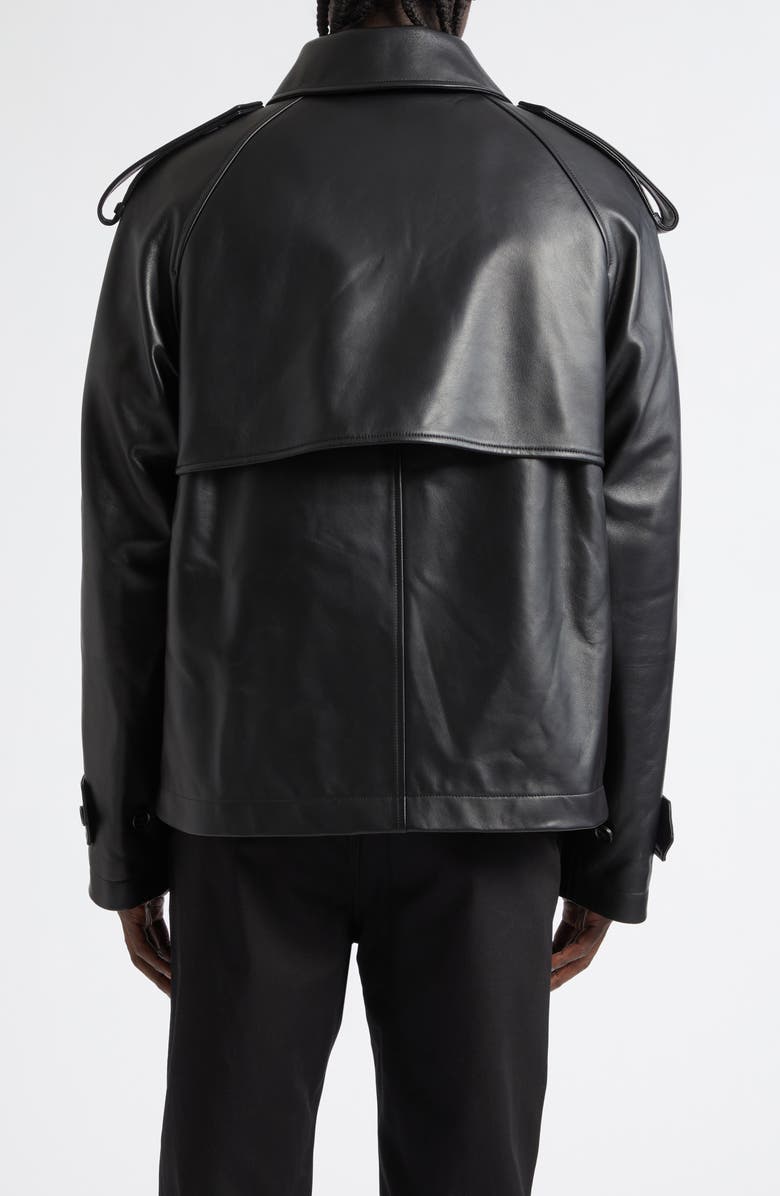 Burberry Leadenham Leather Crop Trench Coat, Alternate, color, Black