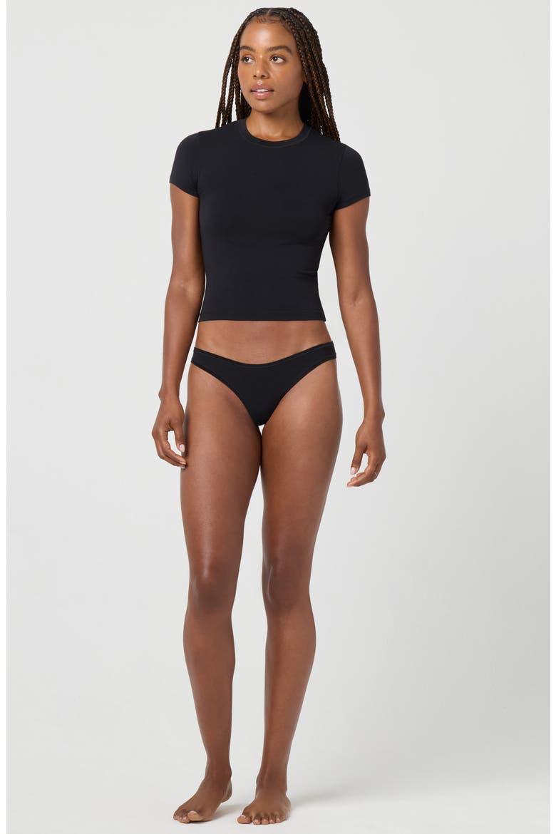 Cotton Blend Thong, Alternate, color, BLACK