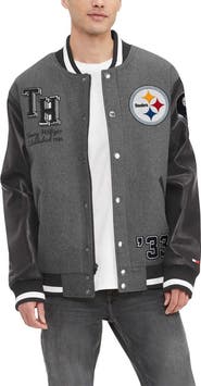 Tommy Hilfiger Men's Tommy Hilfiger  Heather Gray/Black Pittsburgh Steelers Gunner Full-Zip Varsity Jacket