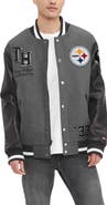 Tommy Hilfiger Men's Tommy Hilfiger Heather Gray/Black Pittsburgh Steelers Gunner Full-Zip Varsity Jacket